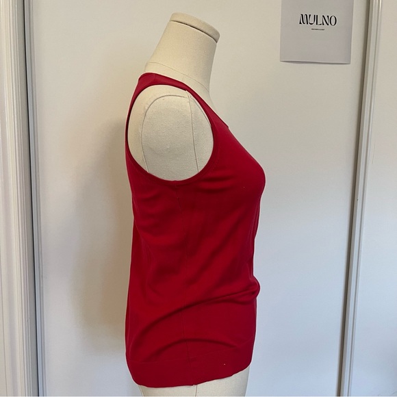 August Silk Designer Top Red Stretchy Size Small Workwear Sleeveless Daily Basic - Picture 5 of 9
